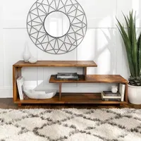 60-Inch Asymmetric Modern Solid Wood TV Stand