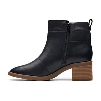 Clarks Womens Lileigh Charm Stacked Heel Booties