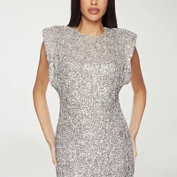 Premier Amour Womens Sleeveless Sequin Midi Sheath Dress