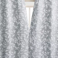 Sun Zero Glynn Gaia Woven Floral Magnetic Closure Grommet Top Energy Saving 100% Blackout Set of 2 Curtain Panels