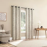 Sun Zero Glynn Gaia Woven Floral Magnetic Closure Grommet Top Energy Saving 100% Blackout Set of 2 Curtain Panels