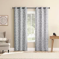 Sun Zero Glynn Gaia Woven Floral Magnetic Closure Energy Saving 100% Blackout Grommet Top Set of 2 Curtain Panel