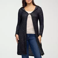 24seven Comfort Apparel Womens Hooded Long Sleeve Open Front Cardigan