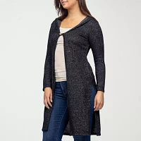 24seven Comfort Apparel Womens Hooded Long Sleeve Open Front Cardigan