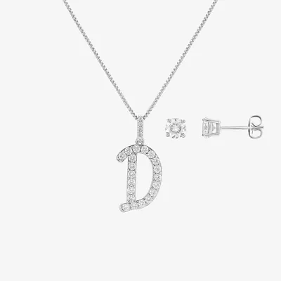 Sparkle Allure Initial 2-pc. Cubic Zirconia Pure Silver Over Brass Jewelry Set