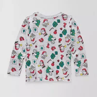 Toddler Boys Crew Neck Long Sleeve Snoopy Graphic T-Shirt