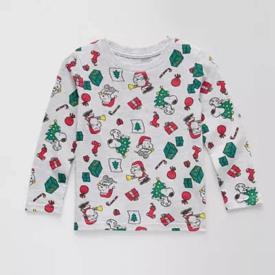 Toddler Boys Crew Neck Long Sleeve Snoopy Graphic T-Shirt