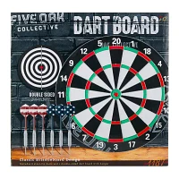 Five Oak 7pc. Double-Sided Dart Board Set