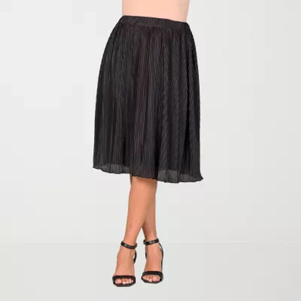 24seven Comfort Apparel Womens Midi Pleated Skirt