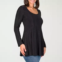 24seven Comfort Apparel Womens Scoop Neck Long Sleeve Blouse