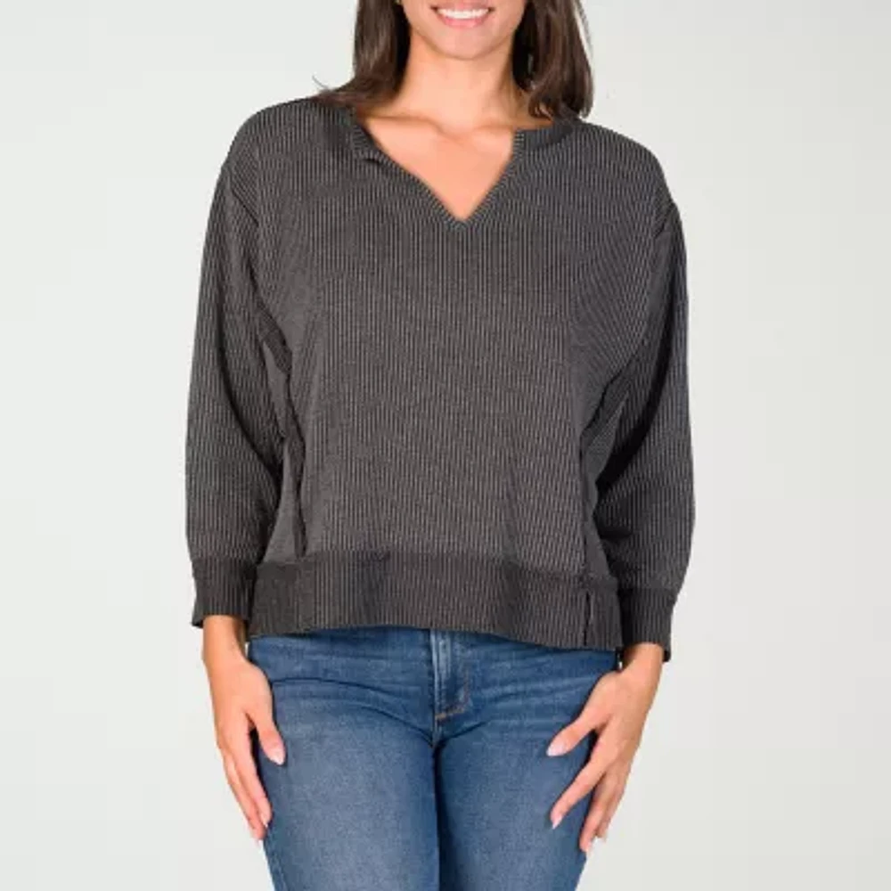 24seven Comfort Apparel Womens V Neck Long Sleeve Blouse
