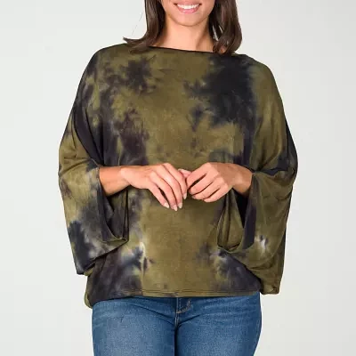 24seven Comfort Apparel Womens Scoop Neck Long Sleeve Blouse