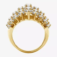 (H-I / Si2-I1) Womens 5 CT. T.W. Lab Grown White Diamond 10K Gold Cluster Cocktail Ring