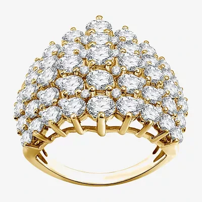 (H-I / Si2-I1) Womens 5 CT. T.W. Lab Grown White Diamond 10K Gold Cluster Cocktail Ring