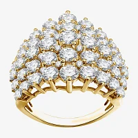 (H-I / Si2-I1) Womens 5 CT. T.W. Lab Grown White Diamond 10K Gold Cluster Cocktail Ring