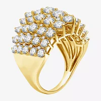 (H-I / Si2-I1) Womens 5 CT. T.W. Lab Grown White Diamond 10K Gold Cluster Cocktail Ring