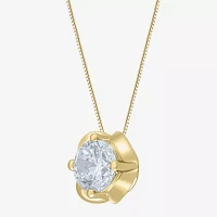 (H-I / Si2) Womens 1 CT. Lab Grown White Diamond 10K Gold Round Pendant Necklace