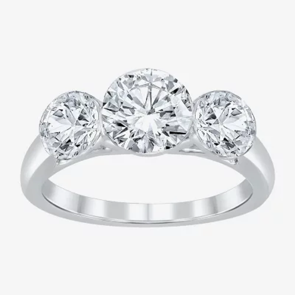 Floating Diamonds (F / Vs2) Womens CT. T.W. Lab Grown White Diamond 14K Gold 3-Stone Engagement Ring