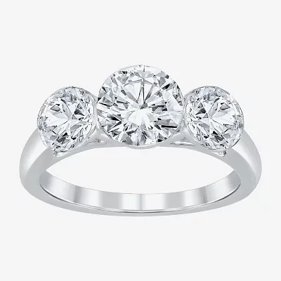 Floating Diamonds (F / Vs2) Womens CT. T.W. Lab Grown White Diamond 14K Gold 3-Stone Engagement Ring