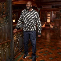 Shaquille O'Neal XLG Geo Pattern Big and Tall Mens Crew Neck Long Sleeve Pullover Sweater