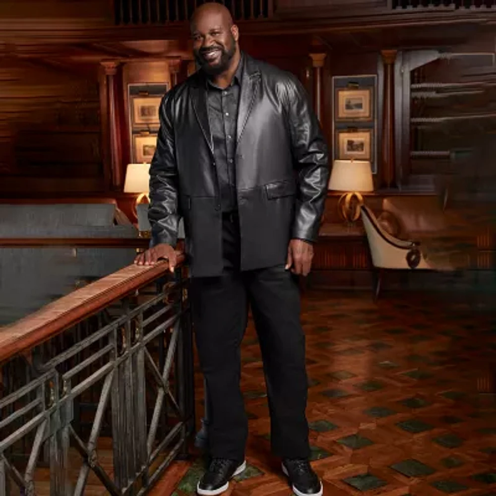 Shaquille O'Neal XLG Faux Leather Mens Big and Tall Classic Fit Blazer