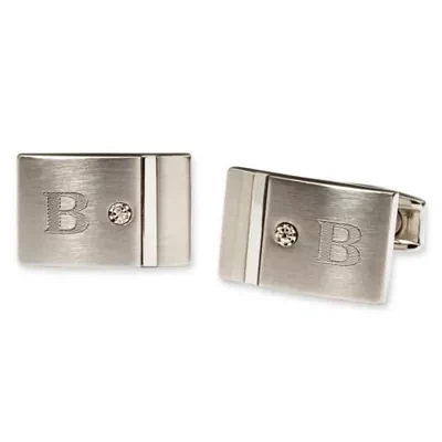 Personalized Stainless Steel and Diamond Cuff Links