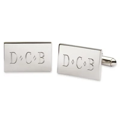 Personalized Mirror-Finish Rectangle Cuff Links