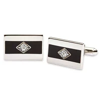 Black Enamel and Diamond Cuff Links