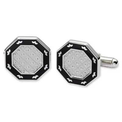 Black Enamel Octagonal Cuff Links