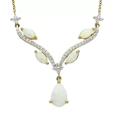 Lab-Created Opal & White Sapphire Necklace