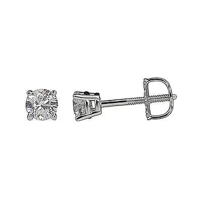 1/2 CT. T.W. Round Diamond 18K White Gold Stud Earrings