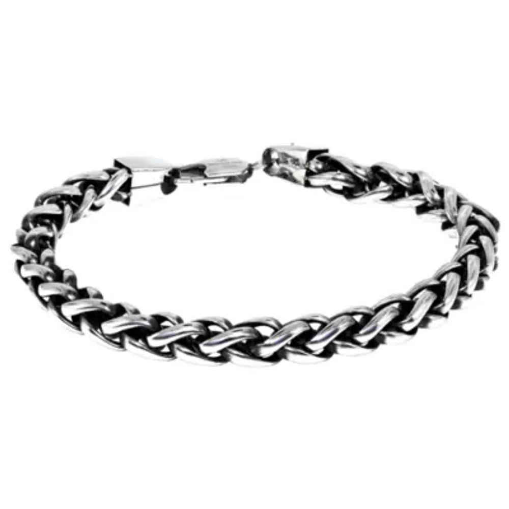Stainless Steel 1/2 Inch Solid Wheat Chain Bracelet