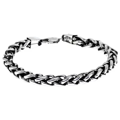 Stainless Steel 1/2 Inch Solid Wheat Chain Bracelet