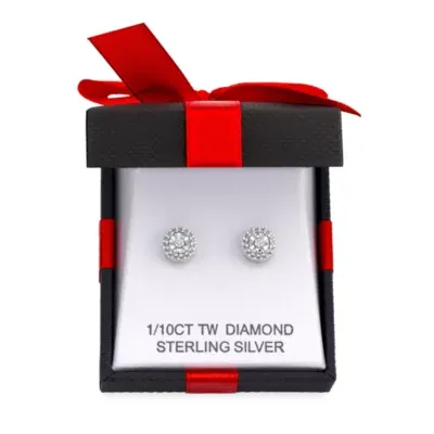 Limited Time Special - 1/10 CT. T.W. Double Halo Diamond Stud Earrings in Sterling Silver