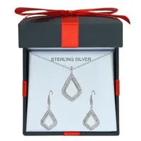 White Crystal Sterling Silver 2-pc. Jewelry Set