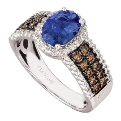 LIMITED QUANTITIES! Le Vian Grand Sample Sale™ Ring featuring Blueberry Tanzanite® Chocolate Diamonds® Vanilla set 14K Gold®