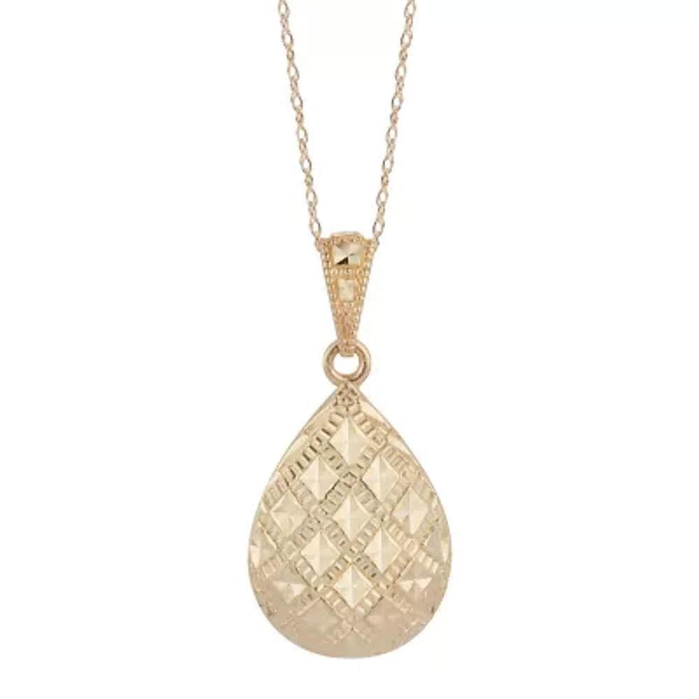 Womens 14K Gold Pear Pendant Necklace