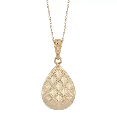 Womens 14K Gold Pear Pendant Necklace