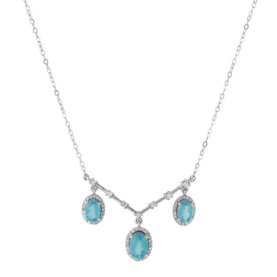 Womens 1/4 CT. T.W. Genuine Blue 10K White Gold Pendant Necklace