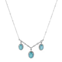 Womens 1/4 CT. T.W. Genuine Blue 10K White Gold Pendant Necklace