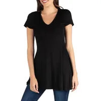 24/7 Comfort Apparel V Neck Short Sleeve Loose Fit Tunic Top