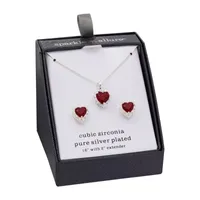 Sparkle Allure 2-pc. Cubic Zirconia Pure Silver Over Brass Heart Jewelry Set