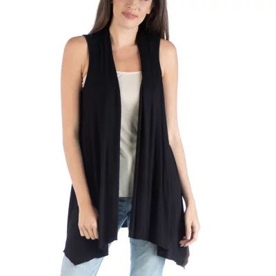 24/7 Comfort Apparel Draped Open Front Sleeveless Cardigan