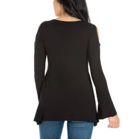 24seven Comfort Apparel Womens Round Neck 3/4 Sleeve Tunic Top