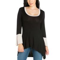 24seven Comfort Apparel Womens Round Neck 3/4 Sleeve Tunic Top