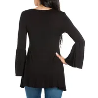 24seven Comfort Apparel Womens Round Neck 3/4 Sleeve Tunic Top