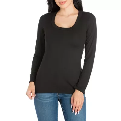 24seven Comfort Apparel Womens Round Neck 3/4 Sleeve Tunic Top