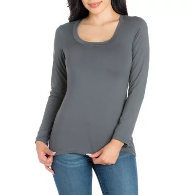 24seven Comfort Apparel Womens Round Neck 3/4 Sleeve Tunic Top