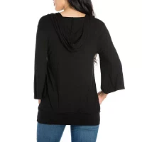 24seven Comfort Apparel Womens Round Neck 3/4 Sleeve Tunic Top