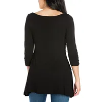 24seven Comfort Apparel Womens Boat Neck 3/4 Sleeve Tunic Top